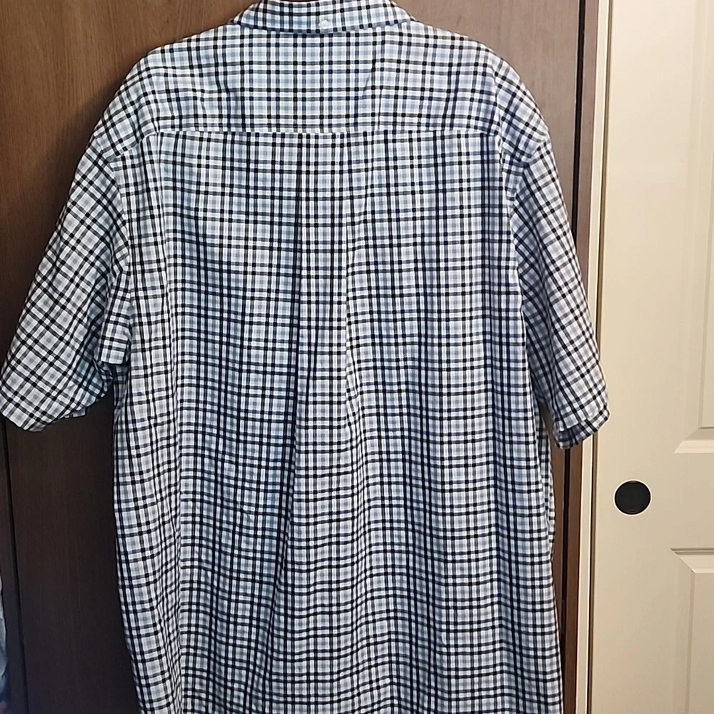 DULUTH TRADING CO Checkered Button Down Trim Fit Short Sleeve Shirt Sz 2XL - Picture 2 of 5